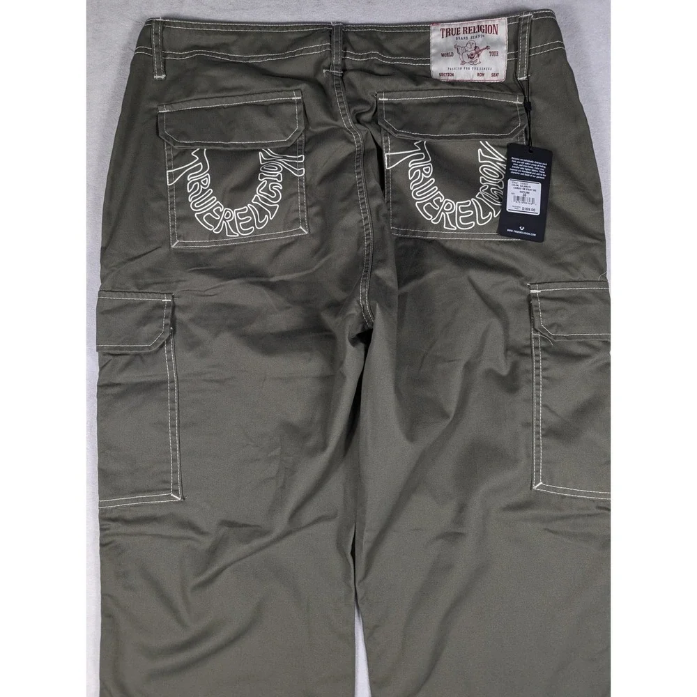NEW True Religion Mens Kalamata Cargo SN Pant HS Outline Green 36 700820